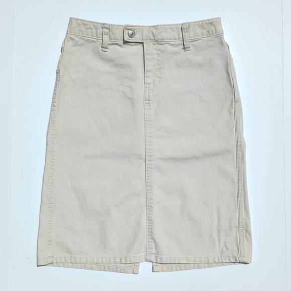 Gap Y2K Vintage Low Rise Knee Length A-Line Jean Skirt Cream 1 - Picture 1 of 13